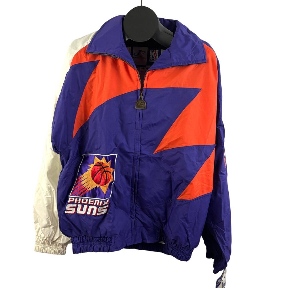 NWT Vtg 90s NBA Phoenix‎ Suns Logo Athletic Sharktooth Windbreaker Jacket Mens M